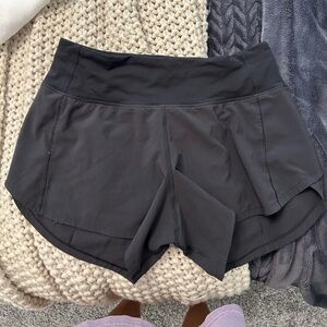 Lululemon speed ups size 4 and 4” black shorts with underwear liner cut out